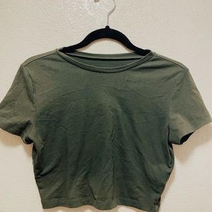 army green crop top
